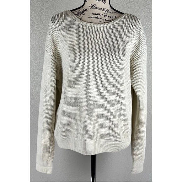 Vince Lattice Stitch Crewneck Sweater Knitwear Coastal, size Small - Picture 2 of 13